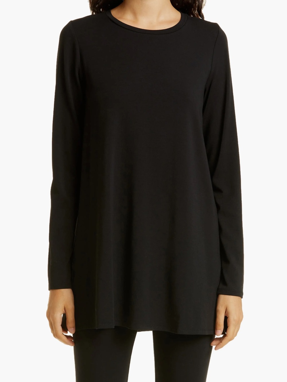 Eileen Fisher Black Long-Sleeve Knit Tunic